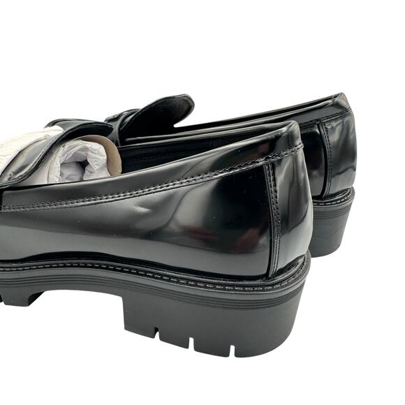 MIA NWOB Nelcy Black Vegan Faux Leather Slip On Chunky Heel Penny Loafers - Picture 7 of 9